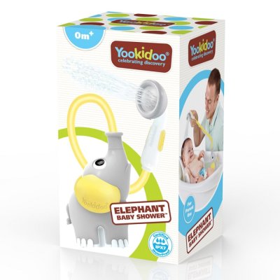 YOOKIDOO Baby shower-słoń - szaro-żółty