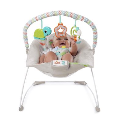 BRIGHT STARTS Chaise longue vibrante avec mélodie Happy Safari 0 m+, jusqu'à 9 kg, 2019