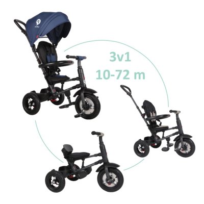 QPLAY Rowerek trójkołowy Rito air gel (Rubber) Blue, wiek 10-72 miesiące