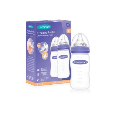 LANSINOH Babyflasche mit NaturalWaveTM Sauger 240 ml (M), 2 Stk