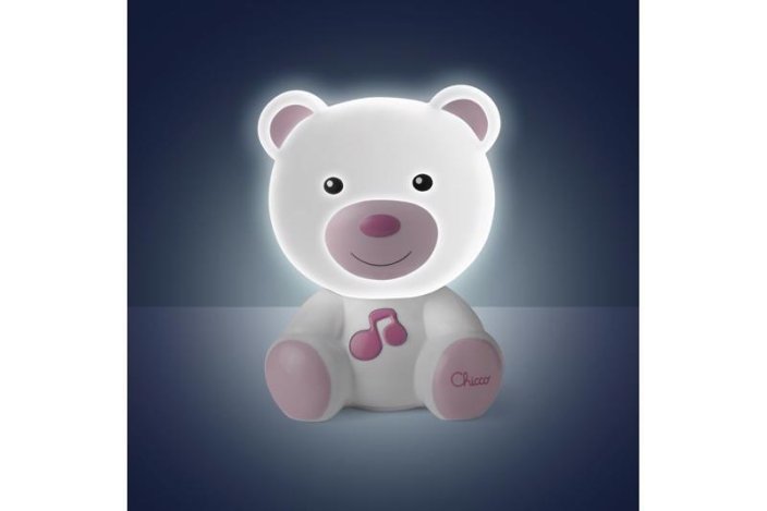 CHICCO Veilleuse musicale ours en peluche rose 0m+