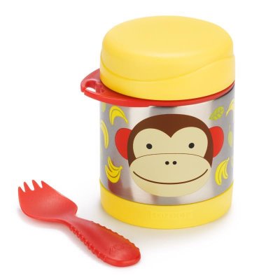 SKIP HOP Zoo Termo para comida con cuchara/tenedor Monkey 325 ml, 3 años+