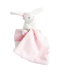 Doudou Coffret cadeau rose - lapin avec lange 10 cm