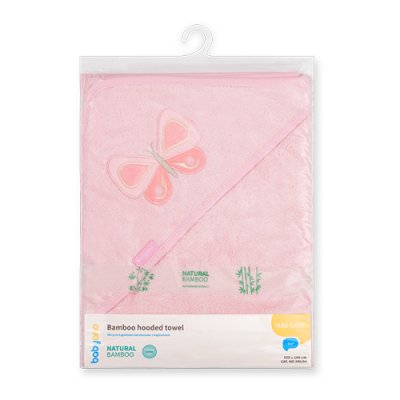 BABYONO Ręcznik z Kapturem Bamboo różowy 100x100 cm