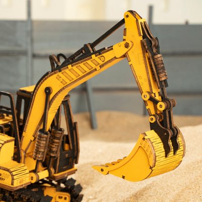 RoboTime 3D Rompecabezas de Madera Mecánico Excavadora