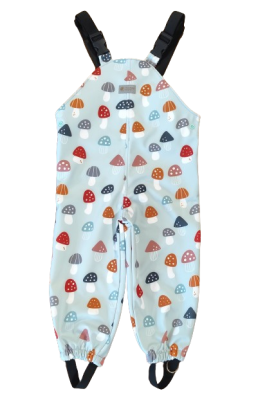 Monkey Mum® Softshell bretelbroek met membraan - bonte paddenstoelen