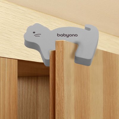 BABYONO Zábrana dveří šedá kočka