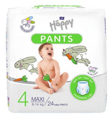 BELLA HAPPY Pants Kertakäyttöiset vaippahousut 4 Maxi (8-14 kg) 144 kpl - KUUKAUSI PAKETTI