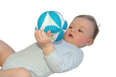 MyMoo Montessori úchopový míček - Tečky/tyrkys