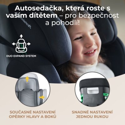 KINDERKRAFT SELECT Bilbarnstol i-Size XPAND 2 i-Size 100-150 cm Rocket Grey, Premium