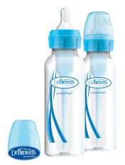 DR.BROWN'S Opzioni+ biberon anticolico stretto 2x250 ml in plastica, blu