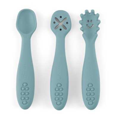 PETITE&MARS Set 3 ks silikonových tréninkových lžiček Take&Match Frosted Sky 6m+