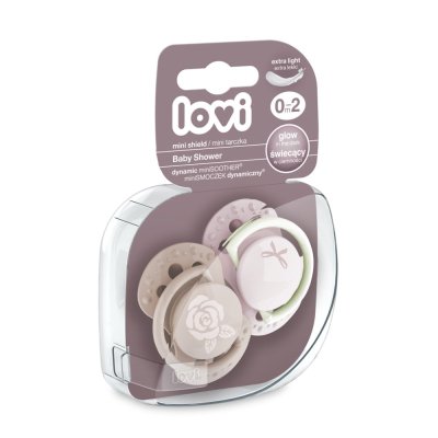 LOVI Smoczek mini Baby shower 0-2m 2szt dziewczynka