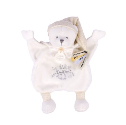Doudou Coffret Cadeau Peluche d'attache ours avec bonnet beige 25 cm