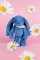 Doudou Lapin en peluche avec foulard bleu 35 cm