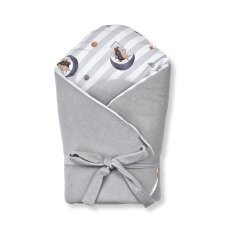 KLUPS Swaddle without reinforcement with bow Velvet Moon Hedgehog gray 75x75 cm
