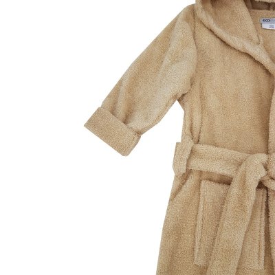 EKO Baumwollbademantel mit Kapuze und Ohren Beige Größe S 92-98