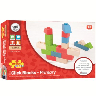 Bigjigs Baby Blocs de Connexion en Bois Ensemble Primaire