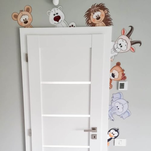 Wall stickers - Animals from the yard around the door, stickers for children N.1 - 9 pcs from 14 to 29 cm to the right