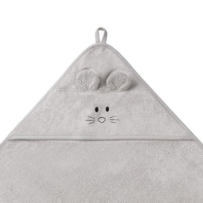 BABYONO Ręcznik z kapturkiem i uchwytami Bambus szary 100x100 cm