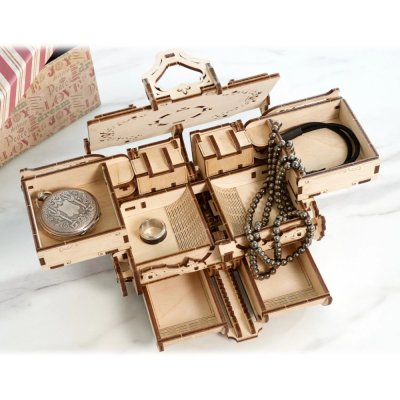 Ugears Drewniane Puzzle Mechaniczne 3D Antyczna Szkatułka na Biżuterię