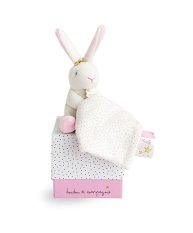 Doudou Poklon set - Plišani zeko s mazilicom 10 cm roza