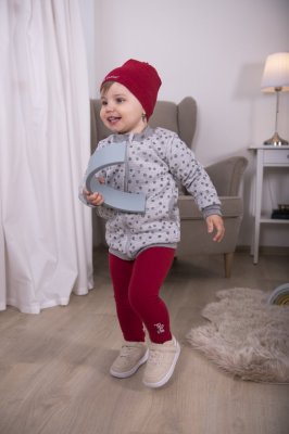Bluza podszyta LESK Outlast® - szary melanż szary groszek/różowy baby