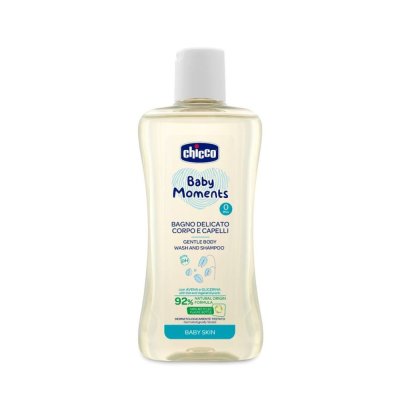 CHICCO Leche corporal con dosificador Baby Moments 500 ml + Champú Baby Moments 200 ml gratis