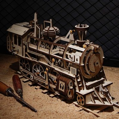 RoboTime 3D Holzmechanik-Bausatz Dampflokomotive