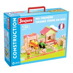 Jeujura Holzbausatz 130 Teile Mein erster großer Bauernhof, Traktor und Anhänger