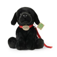 Rappa Plyšový pes labrador černý s vodítkem 28 cm ECO-FRIENDLY