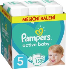 PAMPERS Active Baby Wegwerfwindeln 5 (11-16 kg) 150 Stück - MONATLICHER VORRAT