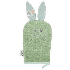 Gant de toilette en coton ECO avec oreilles Lapin Vert olive 20x15 cm