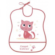 CANPOL BABIES Śliniak plastikowy miękki Cute Animals kot