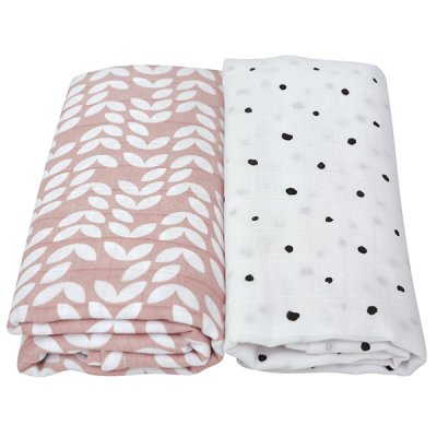 MOTHERHOOD Premium Musselindecke und Wickeltuch 2 Stück Pink Classics 100x120 cm