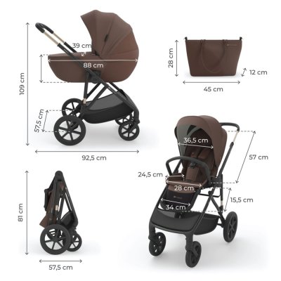 KINDERKRAFT Kombikinderwagen 3-in-1 Prime 3 Velvet Mocca