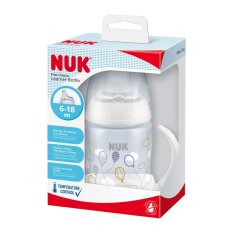 Sticla de invatare NUK FC cu control al temperaturii 150 ml alb