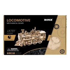 Puzzle 3D en bois mécanique RoboTime - Locomotive à vapeur