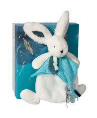Doudou Geschenkset - Plüschhase mit Schmusetuch 25 cm blau