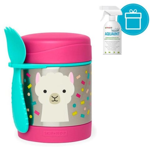 SKIP HOP Zoo Thermos pour aliments avec cuillère/fourchette Lama 325 ml, 3+ + AQUAINT 500 ml