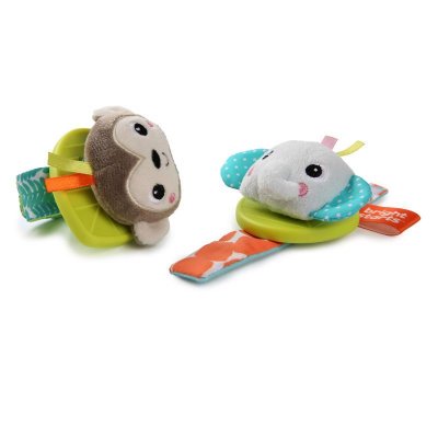 BRIGHT STARTS Hand rattle with teether 2 pcs monkey/elephant 0 m+