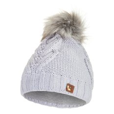 Conjunto de gorro de malha com POMPOM e gola Outlast ® - cinza claro
