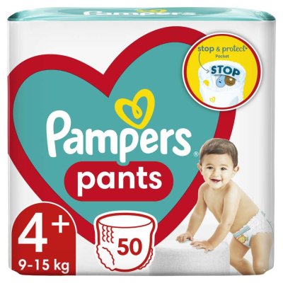 PAMPERS Active Baby-Dry Pants Pieluchy jednorazowe-majtki 4+ (9-15 kg) 50 szt. - PAKIET JUMBO