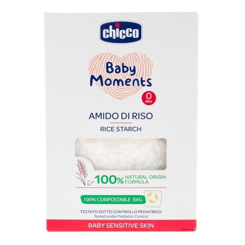 CHICCO Baby Moments Sensitive бебешко оризово нишесте за успокояваща вана 100% био 250 g