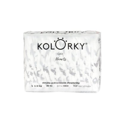 KOLORKY DAY Windeln Einweg Öko, Herz S (3-6 kg) 200 Stück - MONATLICHER VORRAT