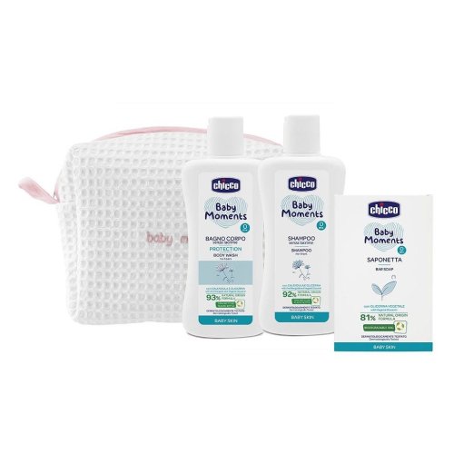 CHICCO Neceser con cremallera - Set Baby Moments rosa