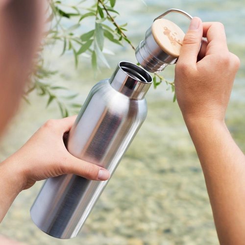 Stainless Steel Thermos with Bamboo Lid, 750 ml