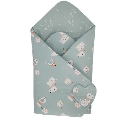 EKO doppelseitiges Baumwolltuch Dogs Stars Mint 75x75 cm