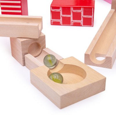 Bigjigs Toys Pista per biglie in legno colorata