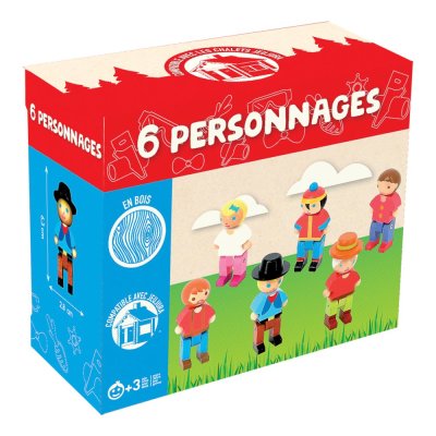 Jeujura Figurines en bois pour jeux de construction 6 pcs